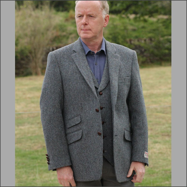 Harris Tweed Blue Marl  Waist Coat~~