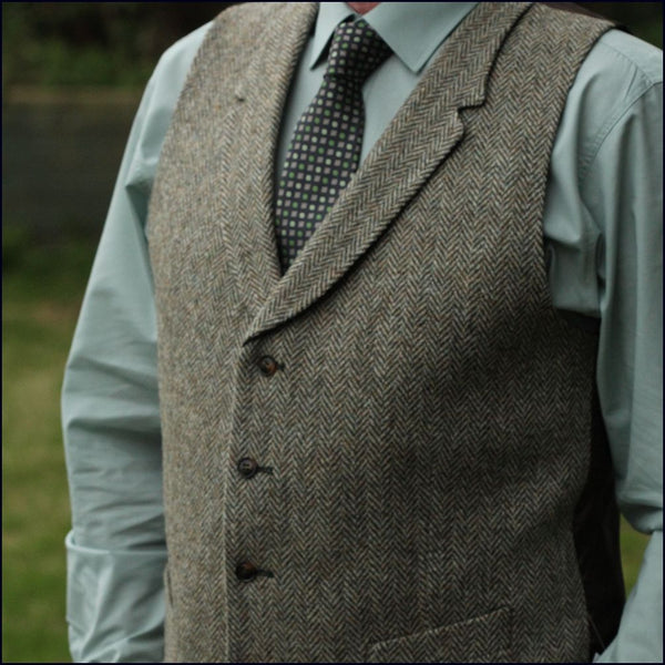 Harris Tweed Fawn Herringbone Jacket=