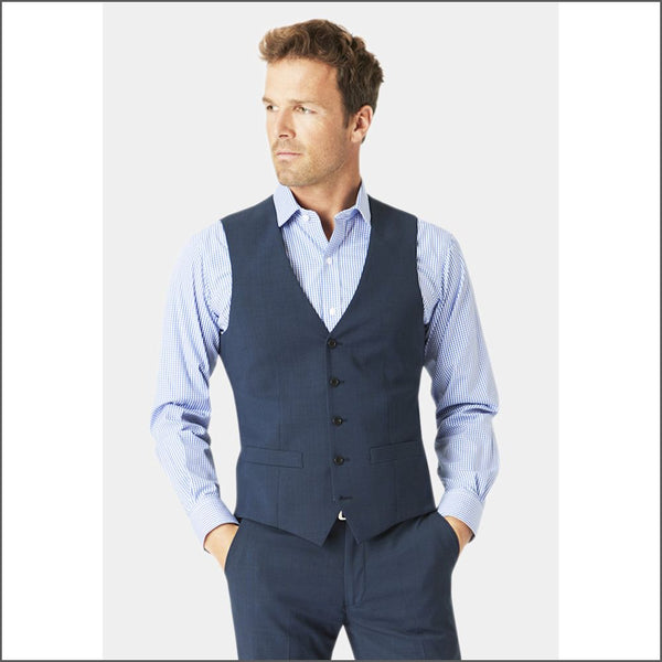 Brook Taverner Cassino Navy Check  Waist Coat*