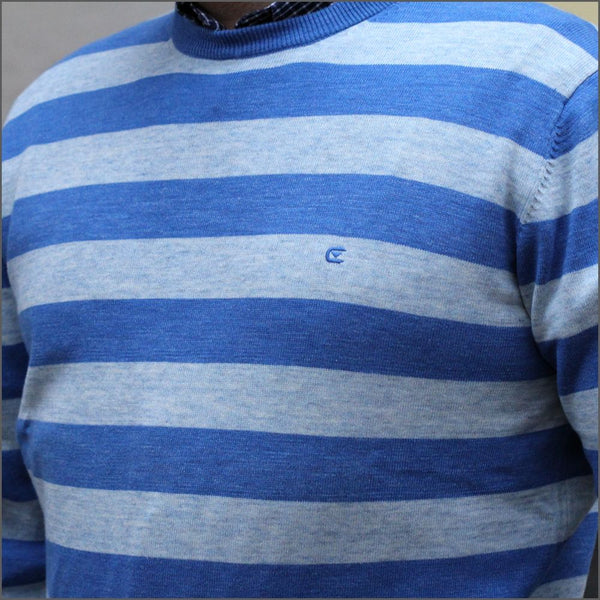 Casa Moda Blue/Grey Cotton Crew Neckº