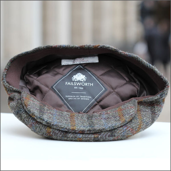 Harris Tweed Stornoway Brown Check Cap--