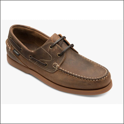 Loake Lymington Brown Nubuck Boat Shoe=