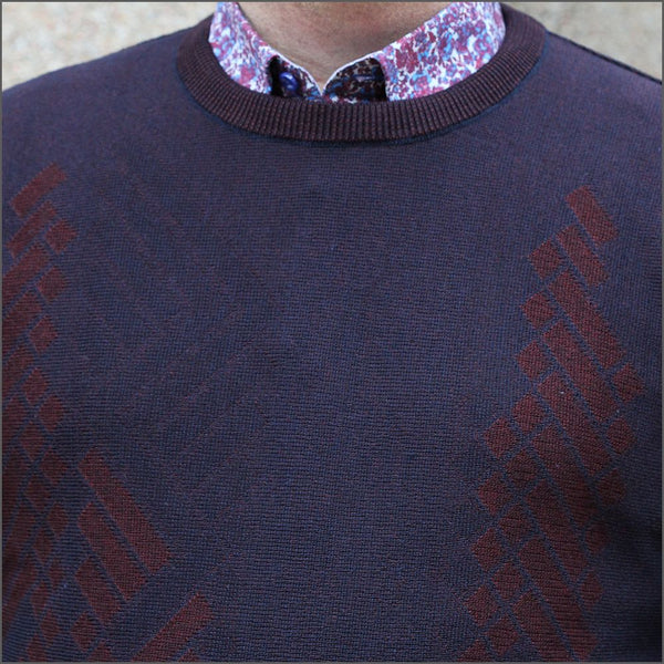 DG's Burgundy Pattern Crew Neck^ | cwmenswear