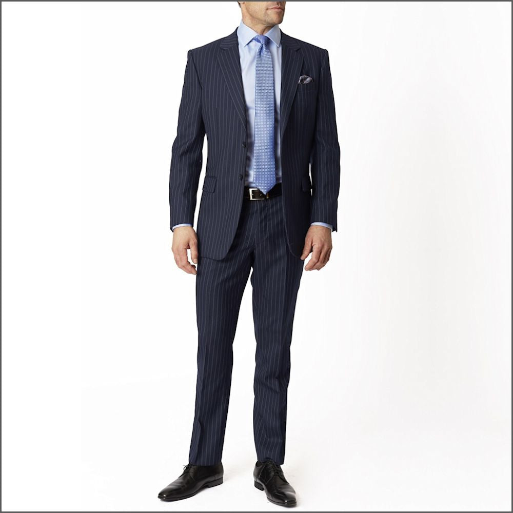 Brook Taverner Epsom Navy Pinstripe Super 110's Suit*** | cwmenswear
