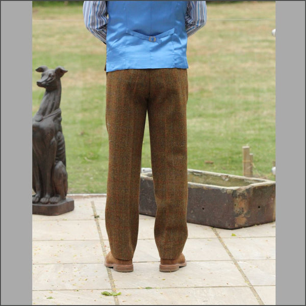 Harris Tweed Rust Check Trousers=