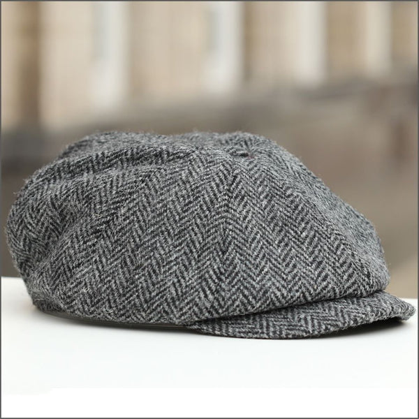 Harris Tweed Carloway 8 Piece Grey Herringbone Cap+ | cwmenswear