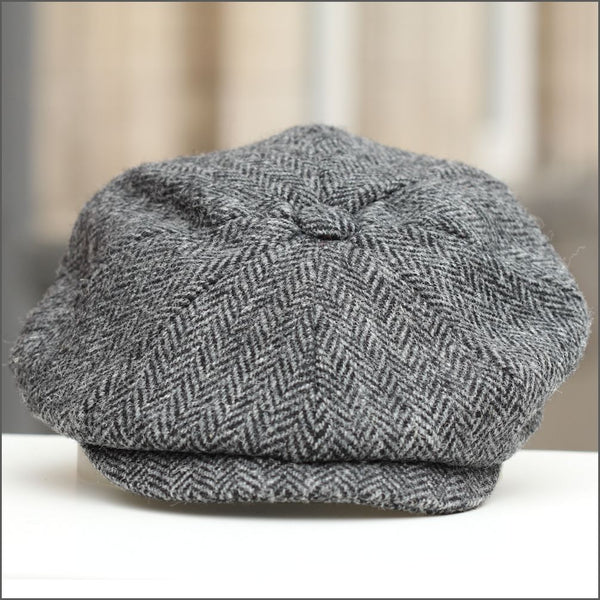 Harris Tweed Carloway 8 Piece Grey Herringbone Cap--