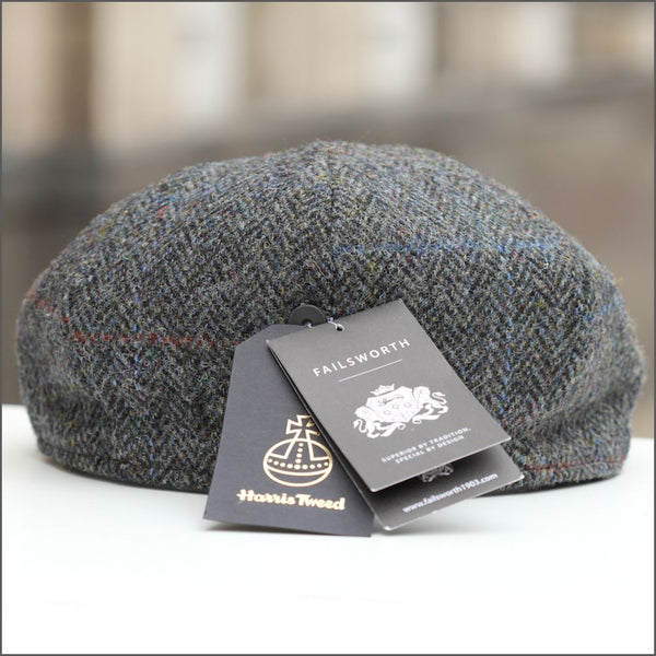 Harris Tweed  Carloway 8 Piece Charcoal Herringbone Cap--