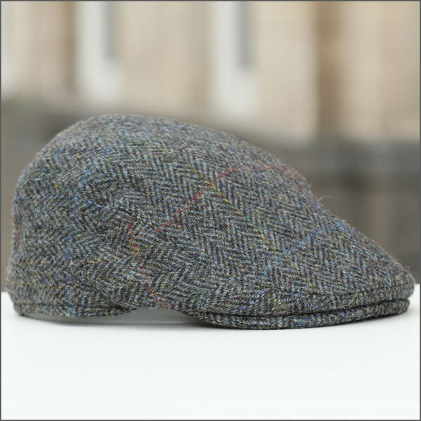 Harris Tweed Stornoway Charcoal Herringbone Cap--