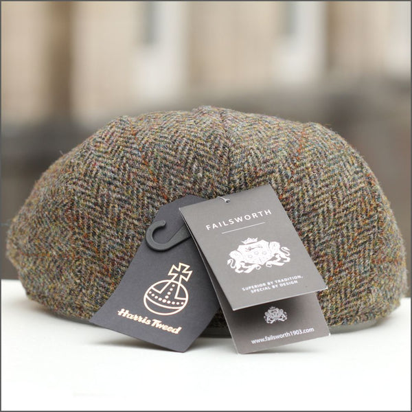 Harris Tweed Stornoway Brown Herringbone Cap--