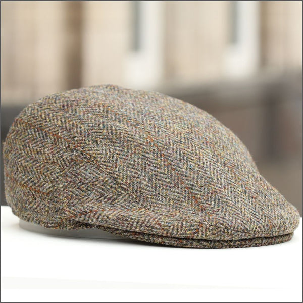 Harris Tweed Stornoway Brown Herringbone Cap--