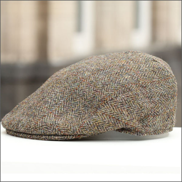 Harris Tweed Stornoway Brown Herringbone Cap--