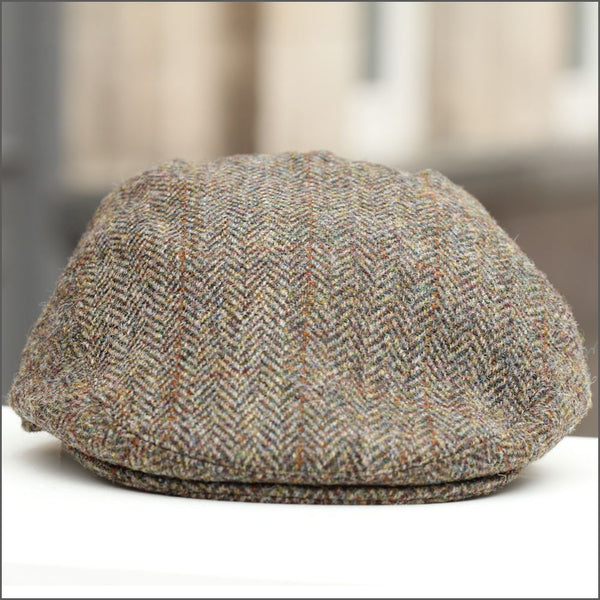Harris Tweed Stornoway Brown Herringbone Cap--