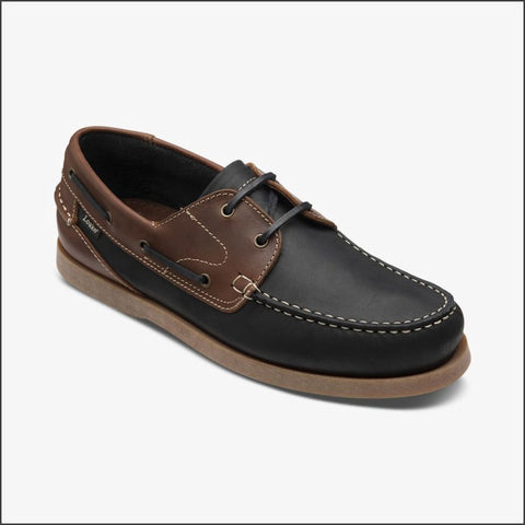 Loake Lymington Navy Brown Nubuck Boat Shoe=
