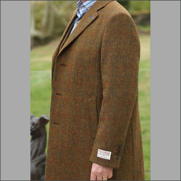 Harris Tweed Rust Check Overcoat*