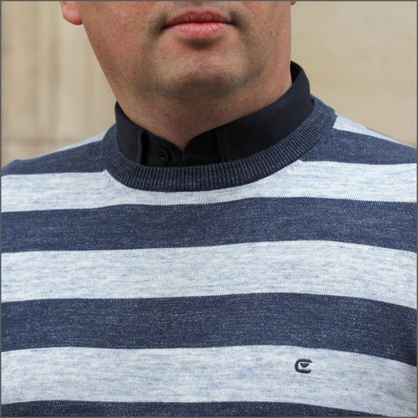 Casa Moda Blue Cotton Crew Neckº