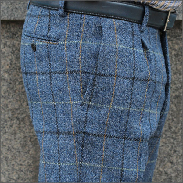 Harris Tweed Ensay Bule Marl Trouser=