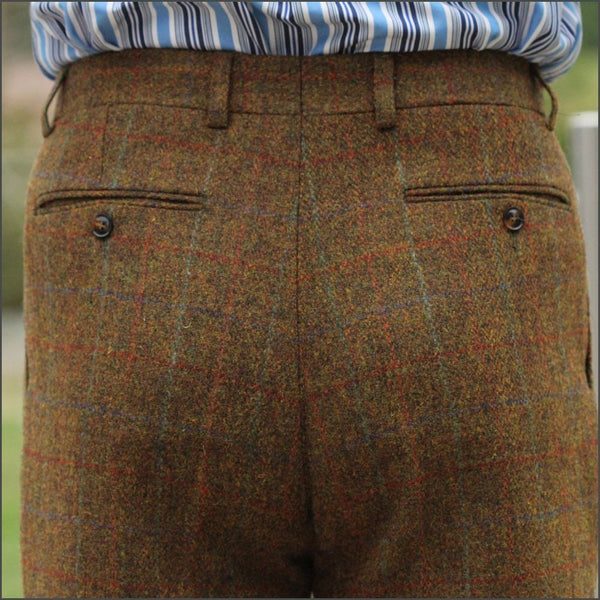 Harris Tweed Rust Check Trousers=