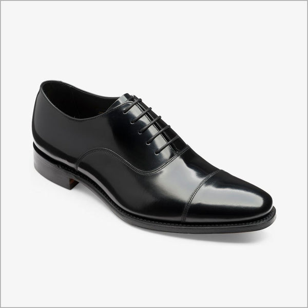 Loake Smith Black Toe Cap Oxford Shoe=