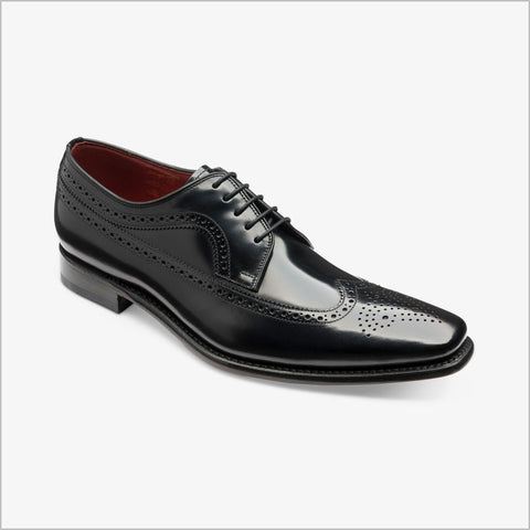 Loake Clint Black Wing Brogue Derby Shoe=