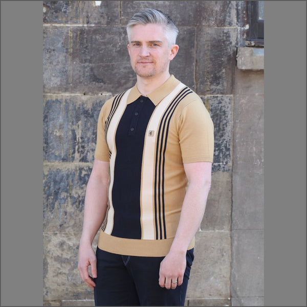 Gabicci Vintage Sand Pattern Polo Top^