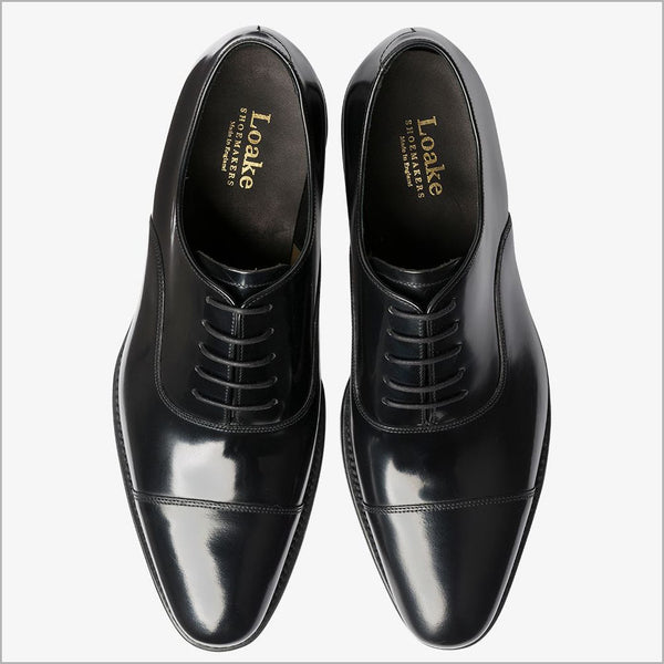 Loake Smith Black Toe Cap Oxford Shoe=