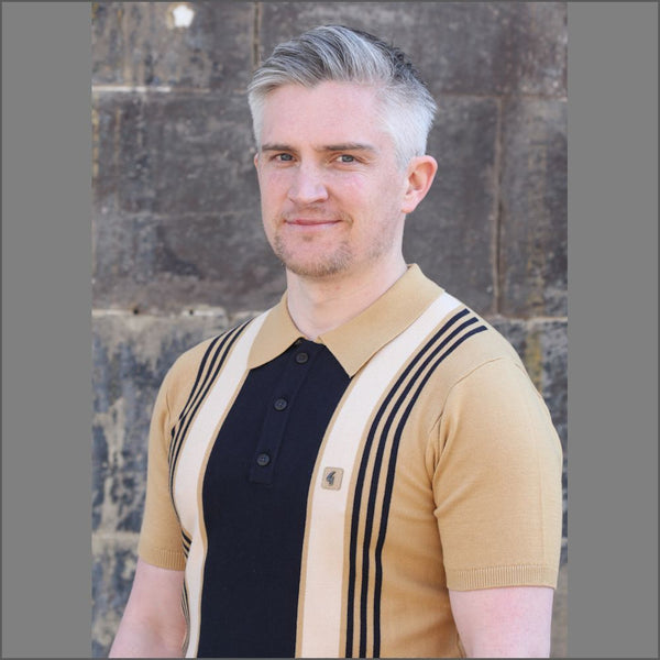 Gabicci Vintage Sand Pattern Polo Top^