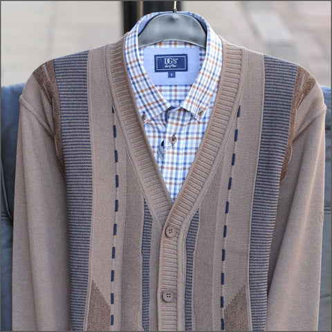 Dg's Beige Pattern Wool Blend Cardigan-