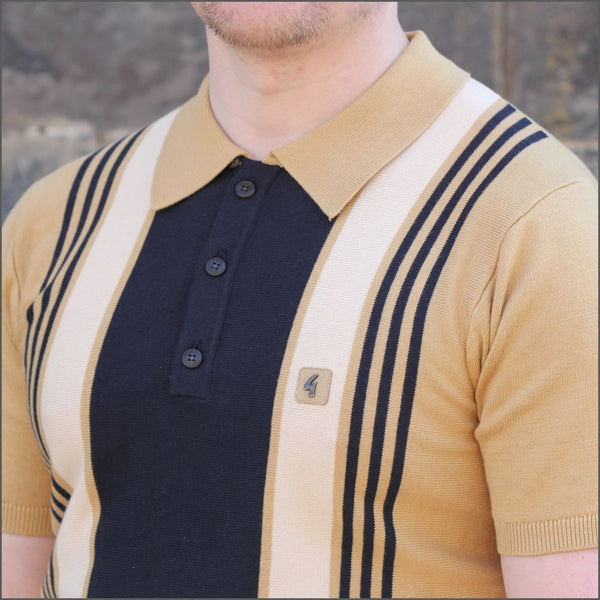 Gabicci Vintage Sand Pattern Polo Top^