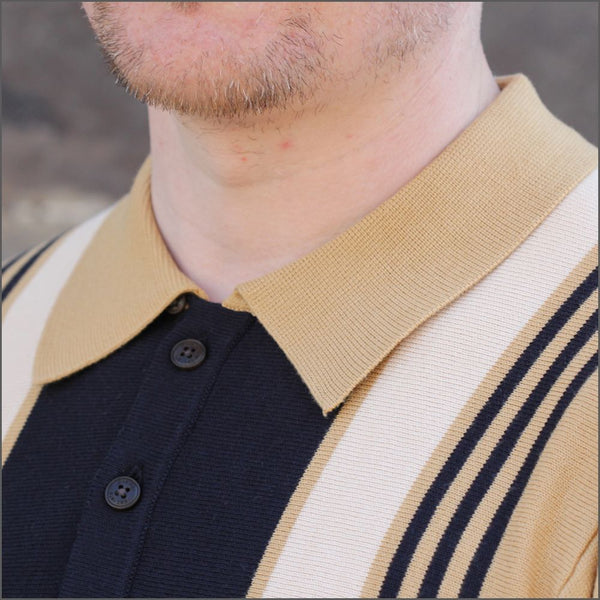 Gabicci Vintage Sand Pattern Polo Top^