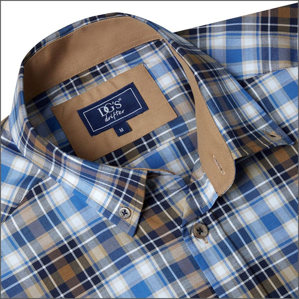Drifter Ivano Tan, Blue Check Shirt--