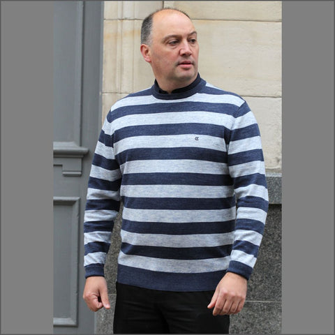 Casa Moda Blue Cotton Crew Neckº