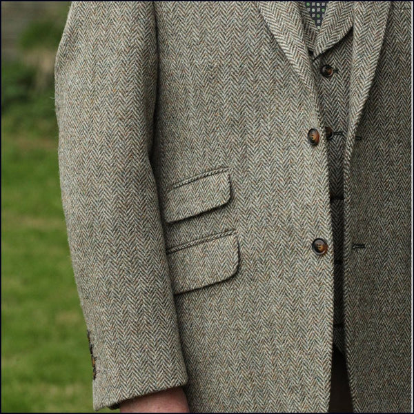 Harris Tweed Fawn Herringbone Jacket=