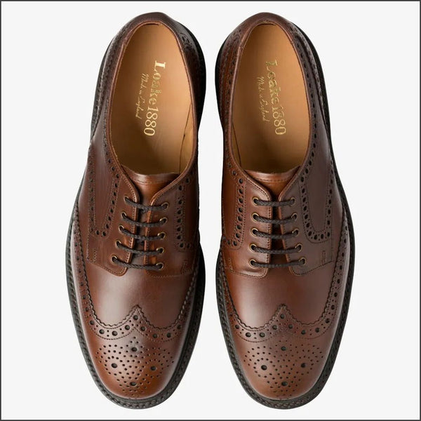 Loake Chester Brown Brogue Shoe Rubber Sole> | cwmenswear