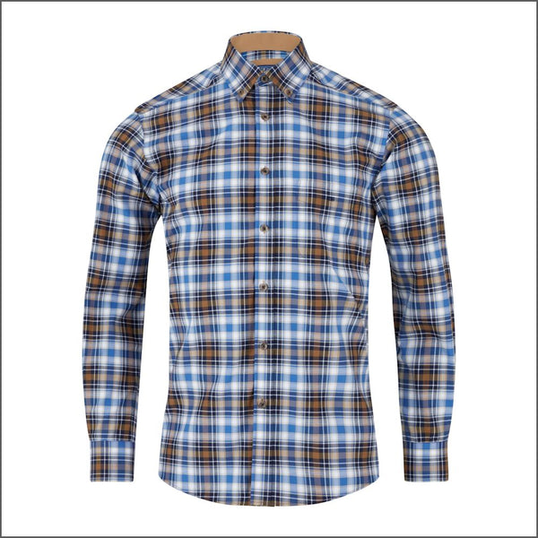 Drifter Ivano Tan, Blue Check Shirt--