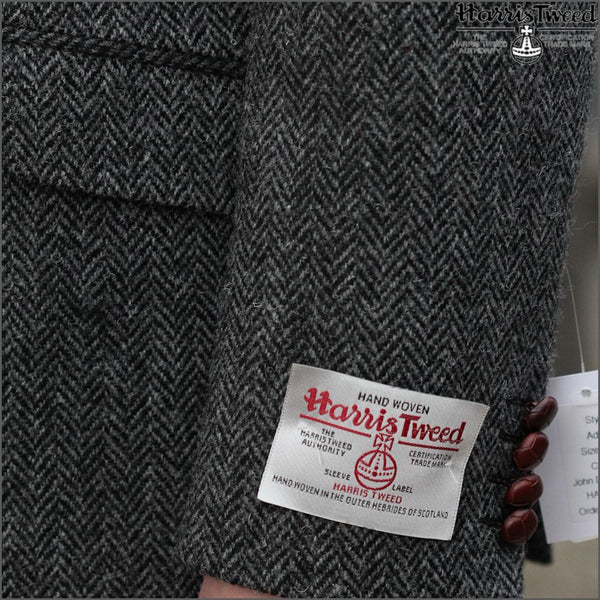 Harris Tweed Grey Herringbone Jacket=