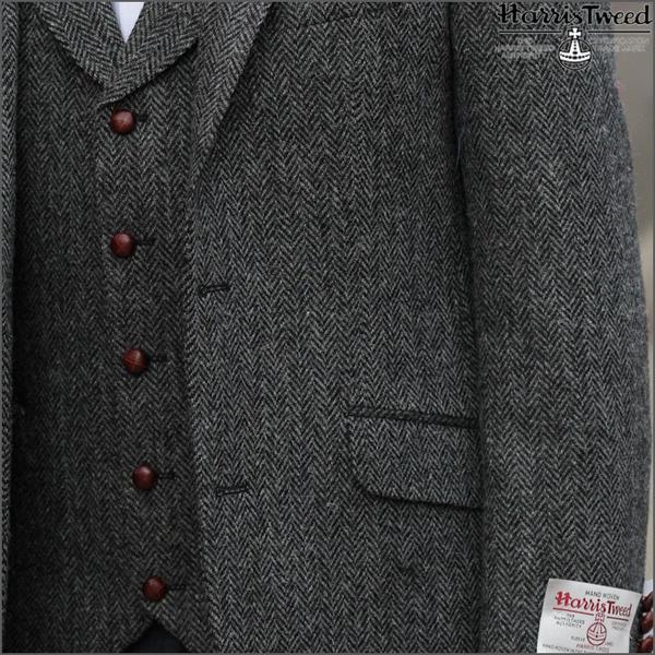 Harris Tweed Grey Herringbone 3pic Suit=