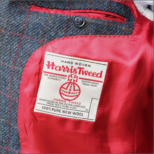 Harris Tweed Blue, Wine Check Jacket=