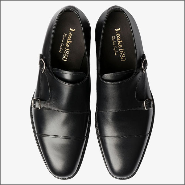 Loake Cannon Black Leather Buckle Monk Shoe* | cwmenswear