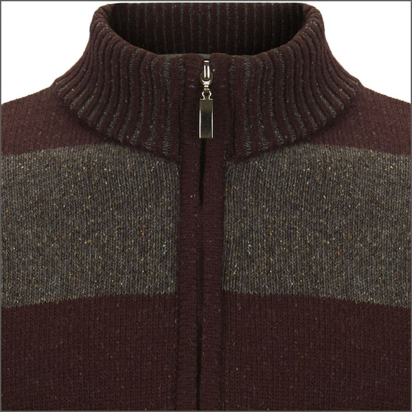 Drifter Wine/Grey Wool  Fleck Zip Neckº
