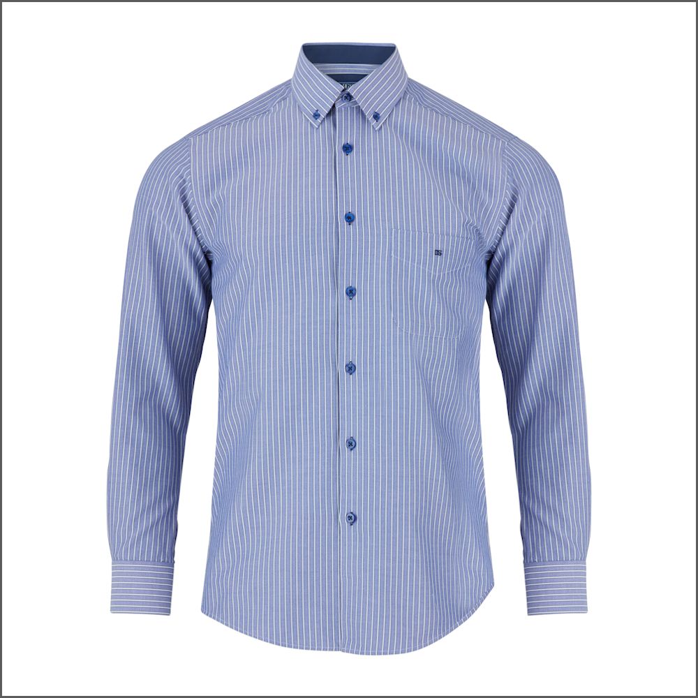 Drifter Ivano Blue & white Stripe Shirt | cwmenswear