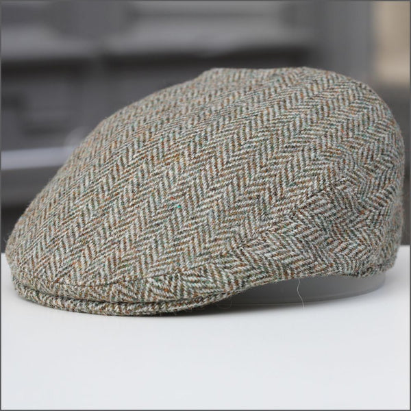 Harris Tweed Stornoway Beige Herringbone Cap--