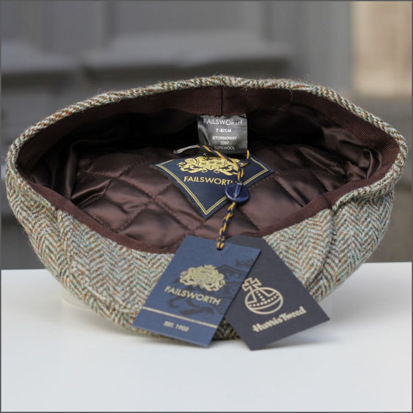 Harris Tweed Stornoway Beige Herringbone Cap--