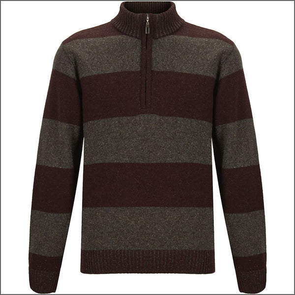 Drifter Wine/Grey Wool  Fleck Zip Neckº