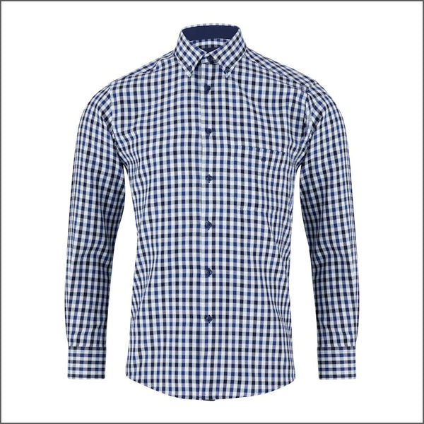 Drifter Ivano Navy, white & Blue Check Shirt--