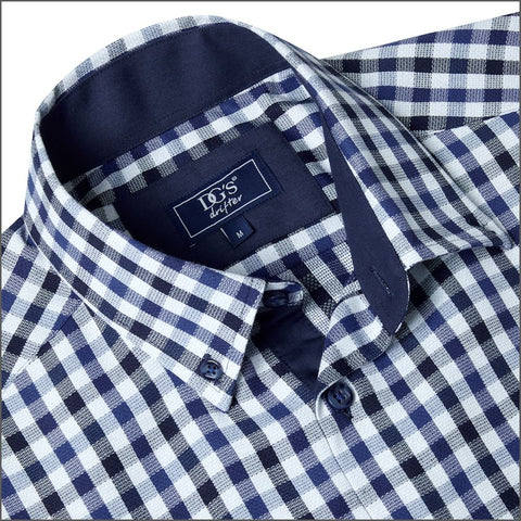 Drifter Ivano Navy, white & Blue Check Shirt--