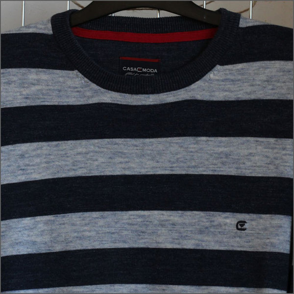 Casa Moda Blue Cotton Crew Neckº