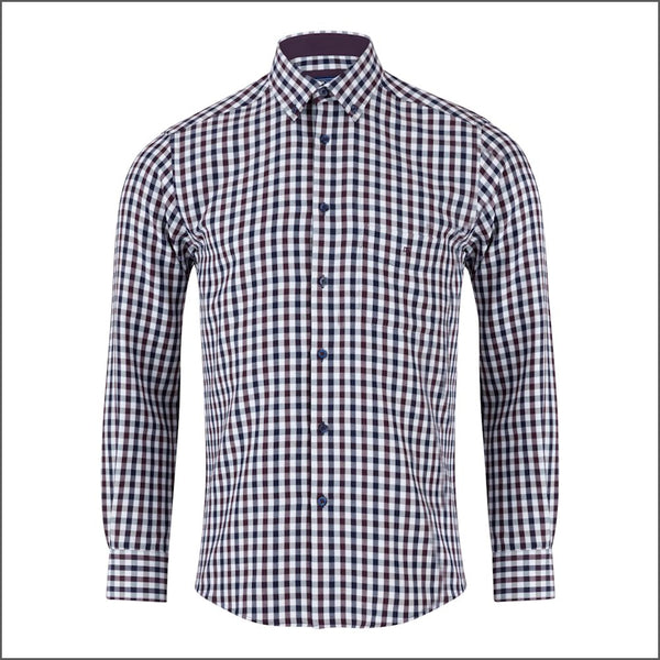 Drifter Ivano Purple, white & Navy Check Shirt--