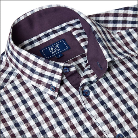 Drifter Ivano Purple, white & Navy Check Shirt--