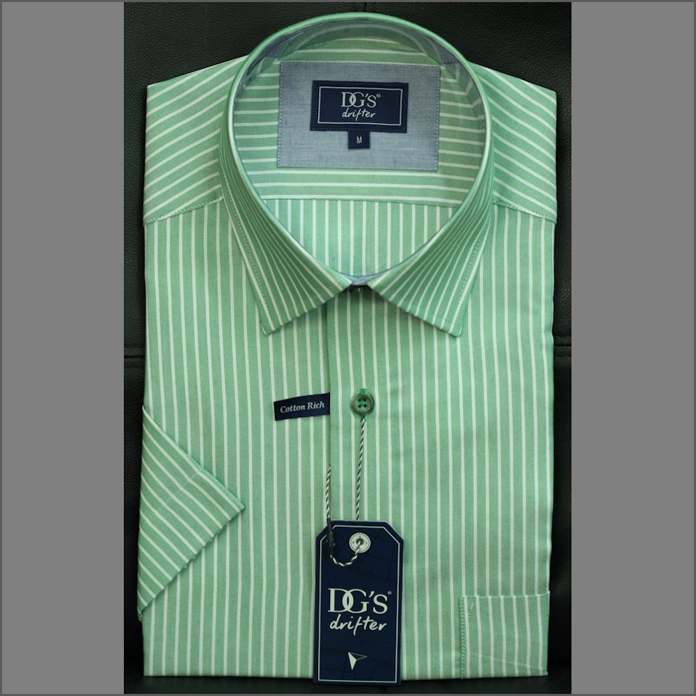 Dg's Green with White Stripe Short Sleeve Shirt= | cwmenswear Dg's Green with White Stripe Short Sleeve Shirt= | cwmenswear